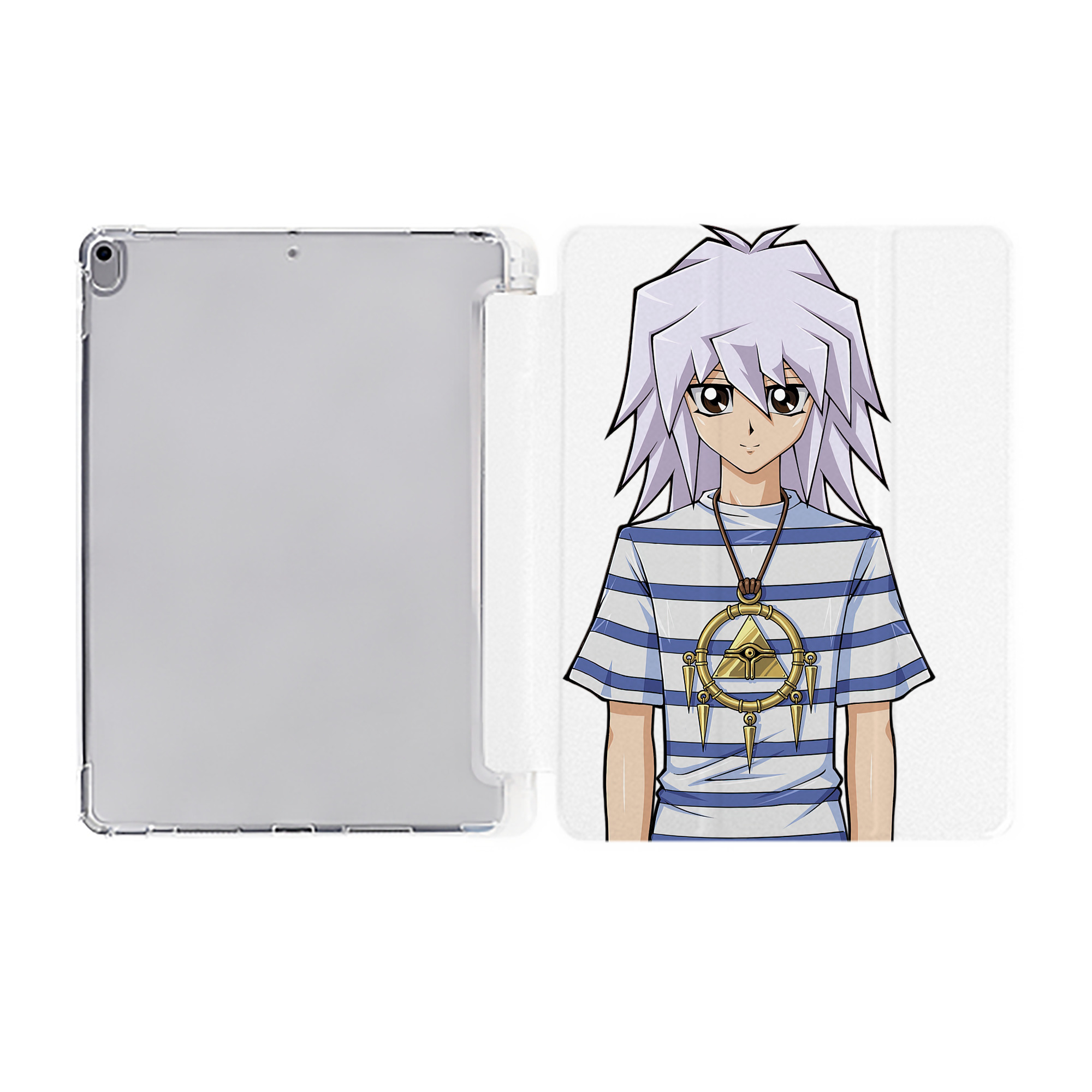 （画像用） 遊☆戯☆王 Yu-Gi-Oh! IPad ケース ペン収納付き 三つ折りスタンド PUレザー×シリコン 対応機種9.5/10.5/10.9インチ